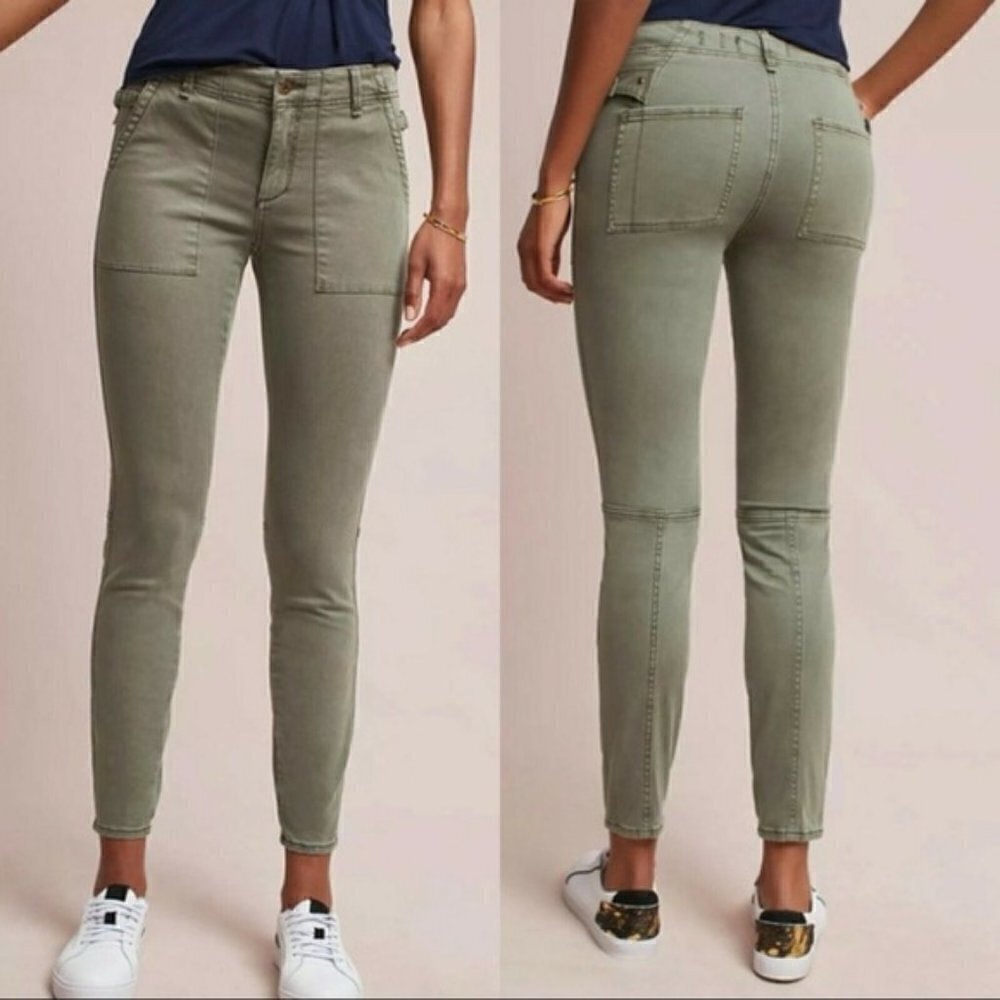 Anthropologie Hei Hei Green‎ Utility Skinny Pants 26